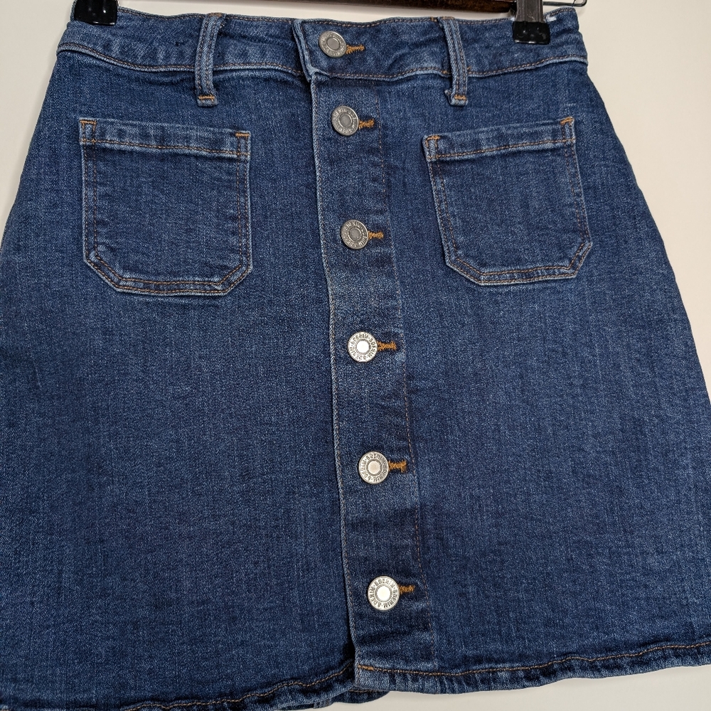 H&M Girls Kids Button Up A Line Blue Casual Mini Jean Skirt Size 10-11 Years - Picture 10 of 16